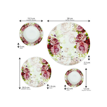 LXINDIA Dinner Set Konvio Floral Design Melamine Unbreakable Dinner Set