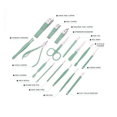 LXINDIA Nail Care Kit KPS 16 In 1 Stainless Steel Manicure Kit