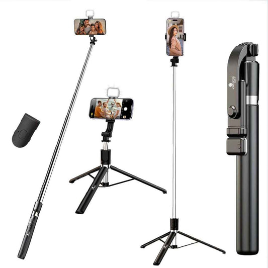 LX INDIA Mobile Tripods Kratos K9 Selfie Stick Tripod With Light, 67 inch /170CM Reinforced Tripod for Mobile Phone