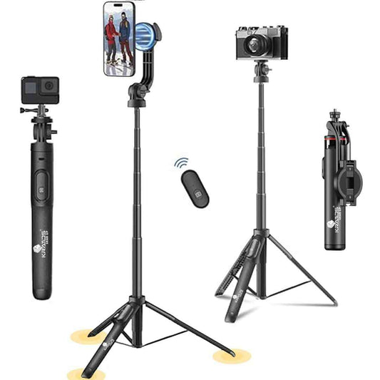 LX INDIA Mobile Tripods Kratos Magnetic Selfie Stick Tripod Stand Reinforced 53"/ 135 CM Long tripod stand