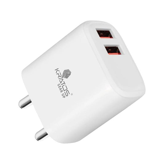 LX INDIA Mobile Charger Kratos Power PQ2 Dual Port 12w 5V/2.4A Adapter Charger Charger Adapter White