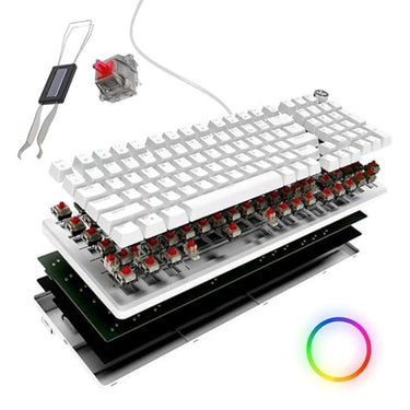 LXINDIA Keyboards Kreo Hive Wired RGB Backlight Gaming Mechanical Keyboard (All White Red Switch)