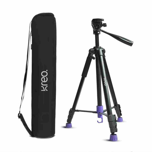 LX INDIA Mobile Tripods Kreo Stayble Pro Video Tripod, Foldable Aluminum Stand with 3-Way Pan Head