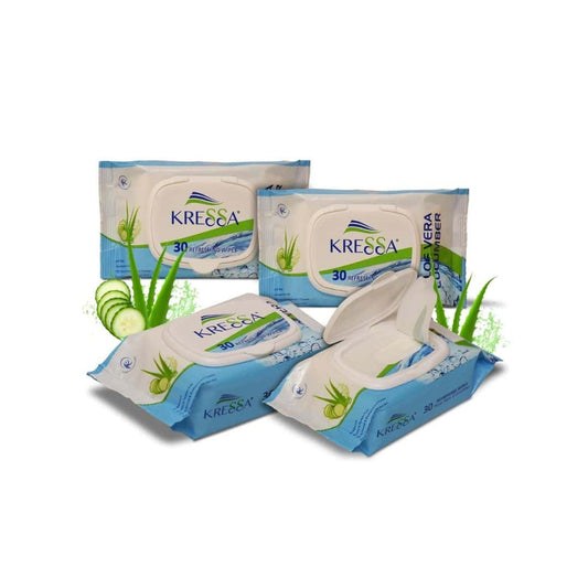 LXINDIA Wipes Kressa Refreshing Wet Wipes Aloe Vera and Cucumber (Pack of 4)