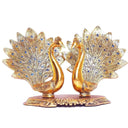 LXINDIA Show Piece KridayKraft Metal Double Lovers Peacock Statue (Gold)