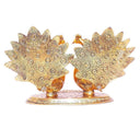 LXINDIA Show Piece KridayKraft Metal Double Lovers Peacock Statue (Gold)