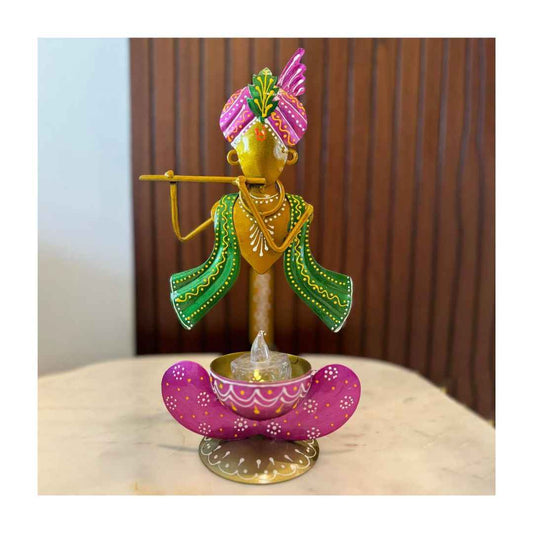 LX INDIA Candle Holders Krishna Statue Tea Light Holder