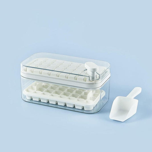 LX INDIA Ice Cube Tray Kuber Industries 2 Layer Ice Cube Tray with Lid White