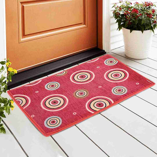 LX INDIA bath mat Kuber Industries Anti Slip Bathroom Mat Circles Design (Red)