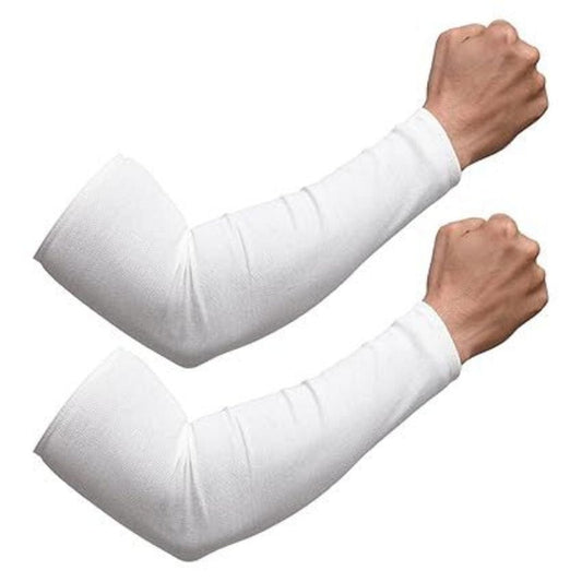 LX INDIA Arm Sleeves White / 2 Kuber Industries Full Arm Sleeves | Cotton Summer Arm Sleeves | Protection from Sun Burns
