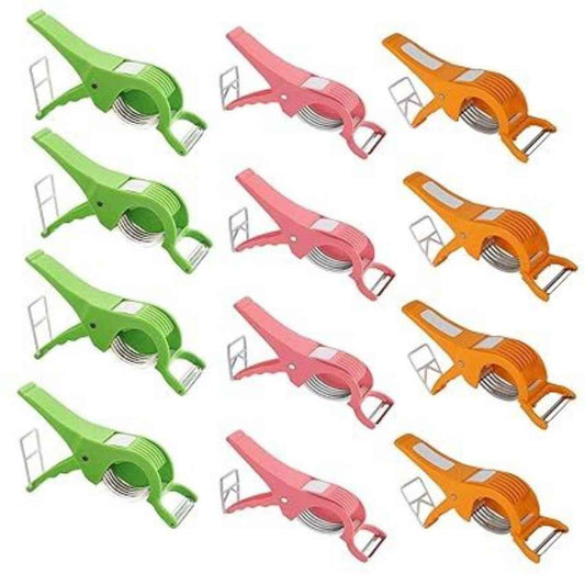 LX INDIA Fruit Cutter Kuber Industries Pack of 12 Vegetable Cutter | Peeler for Vegetables and Fruits | 2 in 1 Peelers for Kitchen