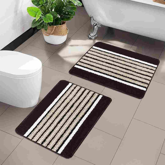 LXINDIA Floor Mat Kuber Industries Pack of 2 Anti Skid Water Absorbent Door Mats (Brown)