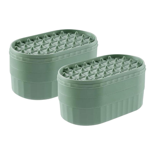 LX INDIA Ice Cube Tray Kuber Industries Pack of 2 Ice Cube Tray with Lid 2 Layer Green