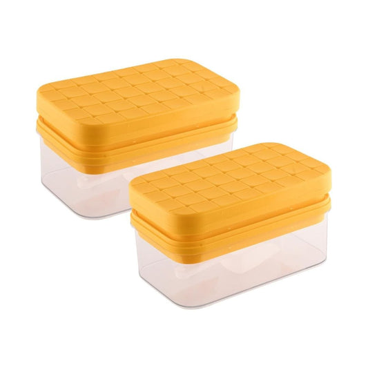 LX INDIA Ice Cube Tray Kuber Industries Pack of 2 Ice Cube Tray with Lid 2 Layer Orange