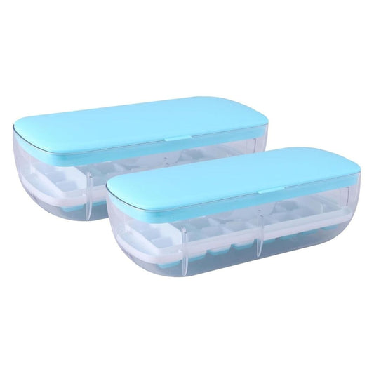 LX INDIA Ice Cube Tray Kuber Industries Pack of 2 Ice Cube Tray with Lid Blue