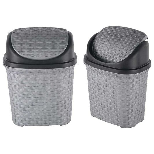 LX INDIA Bin Kuber Industries Pack of 2 Plastic Swing Lid Dustbin (Grey)