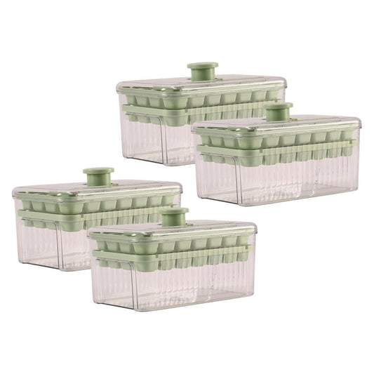 LX INDIA Ice Cube Tray Kuber Industries Pack of 4 2 Layer Ice Cube Tray with Lid Green