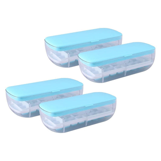 LX INDIA Ice Cube Tray Kuber Industries Pack of 4 Ice Cube Tray with Lid Blue