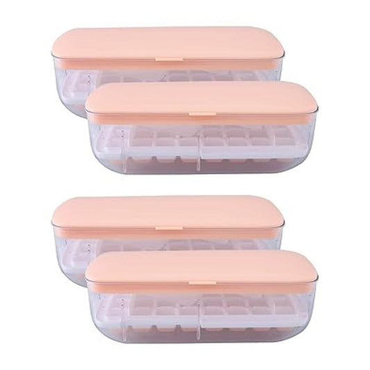 LX INDIA Ice Cube Tray Kuber Industries Pack of 4 Ice Cube Tray with Lid Pink