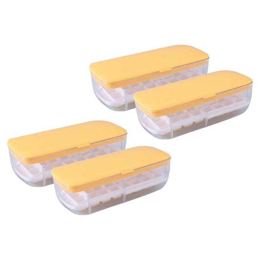 LX INDIA Ice Cube Tray Kuber Industries Pack of 4 Ice Cube Tray with Lid Yellow