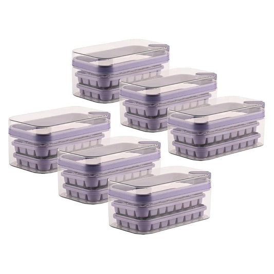 LX INDIA Ice Cube Tray Kuber Industries Pack of 6| 2 Layer Ice Cube Tray with Lid Purple