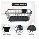 LXINDIA Sink organizer Kuber Industries Stainless Steel Dish Drying Rack For Kitchen With Water Strainer Tray