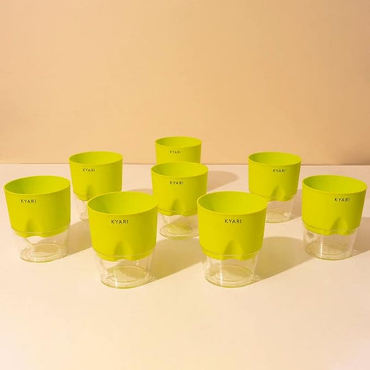 LX INDIA Self-watering plant pots KYARI Combo of 8 Self-Watering Pots for indoor plants (Green)