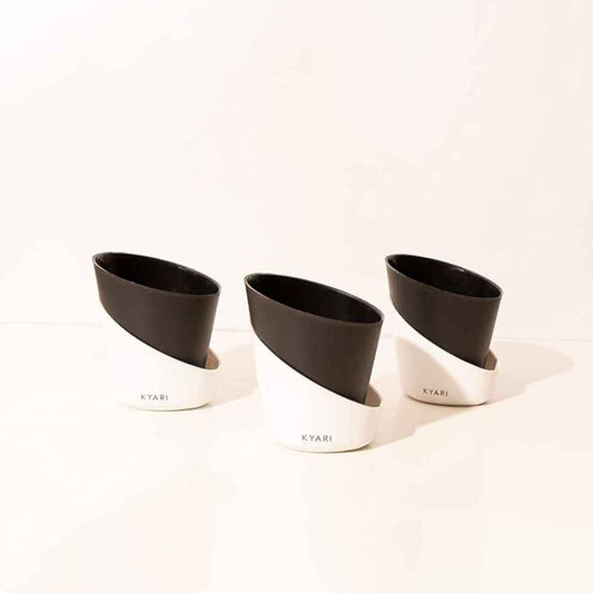LX INDIA Self-watering plant pots KYARI Self-Watering Pots for Indoor Plants (Combo of 3, Matte Black)