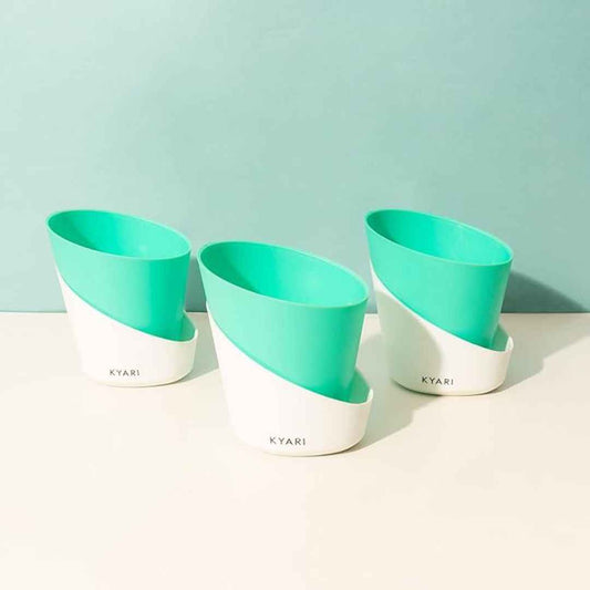 LX INDIA Self-watering plant pots KYARI Self-Watering Pots for Indoor Plants (Combo of 3, Turquoise Green)