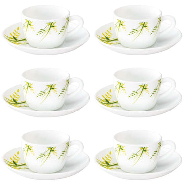 LXINDIA Tea Set Larah By Borosil  Green Hub Cup and Saucer SeT Of 12