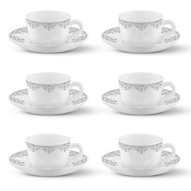 LXINDIA Tea Set Larah by BOROSIL Lark Opalware Cup and Saucer Set of 12 p