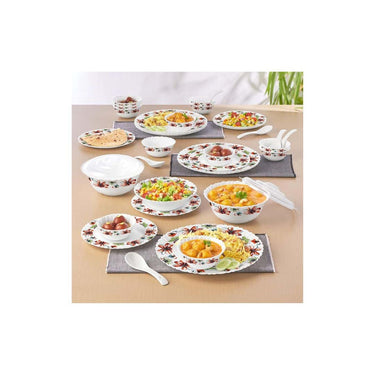 LXINDIA Dinner Set Larah by Borosil Silk Series 35 Pieces Bali Opalware Dinner Set