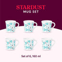 LXINDIA Tea Set Larah by Borosil Stardust Opalware Mug Set of 6 Pcs Tea