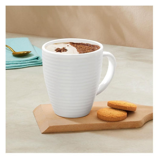 LX INDIA Cups Larah by BOROSIL Tea/Coffee Orbit White Opalware Mug