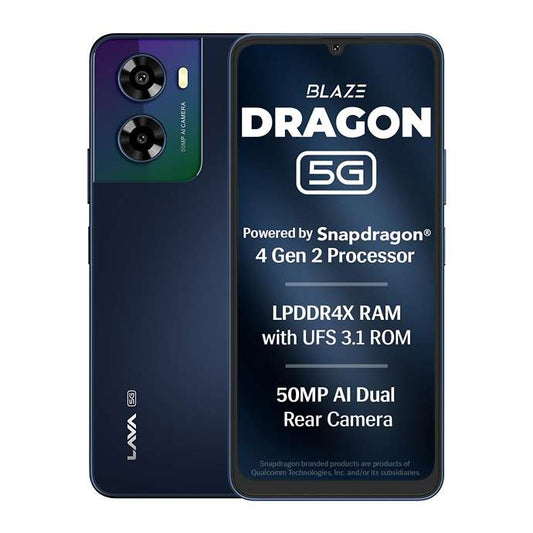 LX INDIA Mobile Phones Lava Blaze Dragon (Midnight Mist, 4+4*GB RAM, 128 GB)
