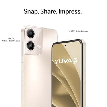 LXINDIA Smart phone Lava Yuva3 Pro  8GB RAM 128GB Storage (Desert Gold)