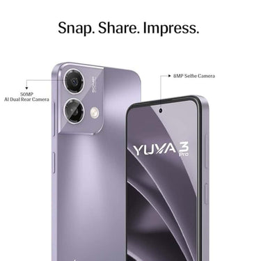 LXINDIA Smart phone Lava Yuva3 Pro  8GB RAM 128GB Storage (Meadow Purple)