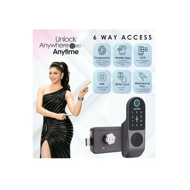 LXINDIA Lock LAVNA LE50 Smart Electronic Metal Door Lock with Bluetooth Mobile App (Black &amp; Grey)