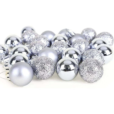 LXINDIA Wall Hanging Lazybeee Silver Christmas Ball Ornaments 24 Pcs (3 Cm)