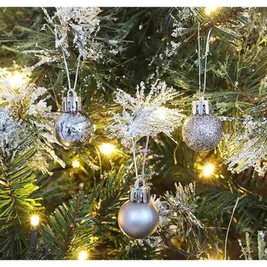 LXINDIA Wall Hanging Lazybeee Silver Christmas Ball Ornaments 24 Pcs (3 Cm)