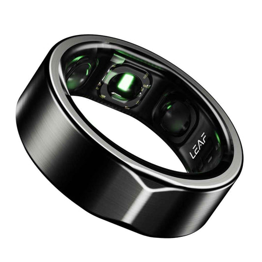 LX INDIA Smart Ring Leaf Halo Smart Ring | Health Tracker | Sleep, Fitness, Stress  Carbon Black - Size 12