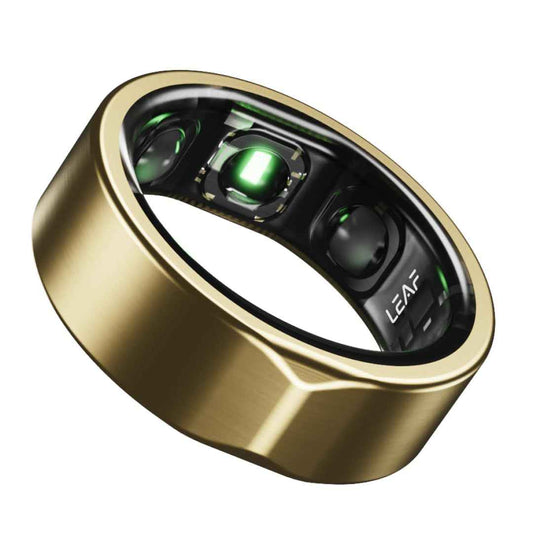 LX INDIA Smart Ring Leaf Halo Smart Ring | Health Tracker | Sleep, Fitness, Stress Luxe Gold - Size 12