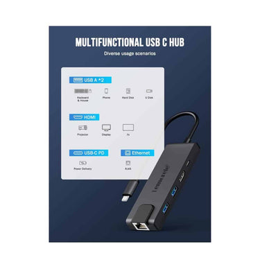 LXINDIA Dock Station Lemorele 5 in 1 USB C Hub with 1000Mbps Ethernet