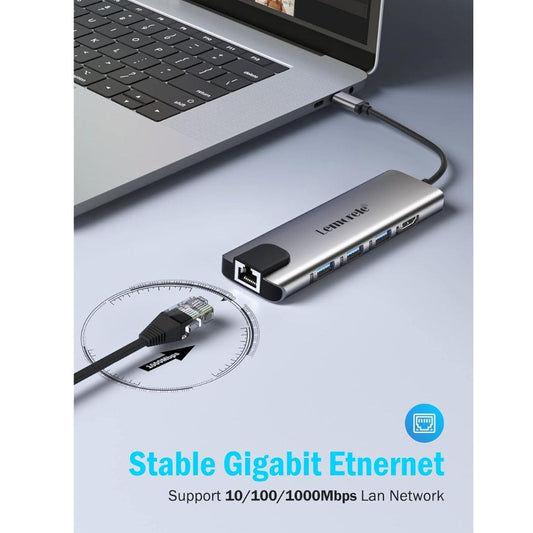LX INDIA Dock Station Lemorele USB-C Hub Docking Station, 9-in-1 USB Hub for Laptop with Gigabit Ethernet