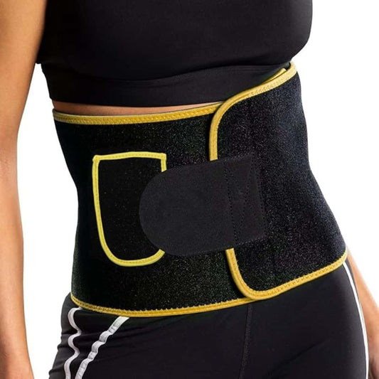 LX INDIA Sweat Belt LEOPAX Professional Waist Trimmer Sweat Belt (Unisex) Large (L-105cm & W-21.5cm) Sweat Belt With Pocket - Yellow