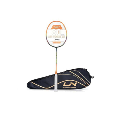 LXINDIA Badminton Rackets Li Ning Air Force 80 Lite Carbon Fibre Strung Badminton Racket with Full Racket Cover (Navy and Orange)