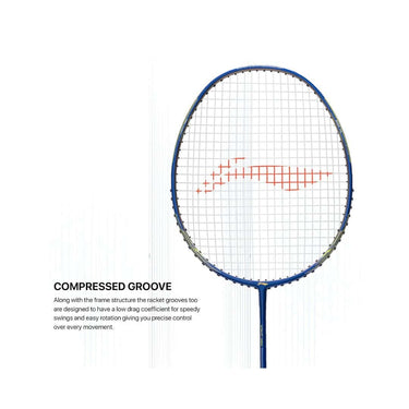 LXINDIA Badminton Rackets Li Ning Wind Lite 700  Carbon Graphite Badminton Strung Racket with Full Racket Cover (Navy and Brass)