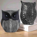 LXINDIA Show Piece LIFEHAXTORE Modern Classy Lucky Owl Resin Art Showpiece (Black and White)