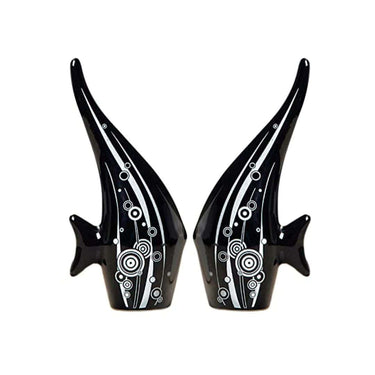 LXINDIA Show Piece LIFEHAXTORE Modern Minimalist Black Bubble Fish Showpiece Set of 2