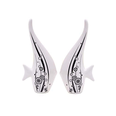 LXINDIA Show Piece LIFEHAXTORE Modern Minimalist White Bubble Fish Showpiece Set of 2